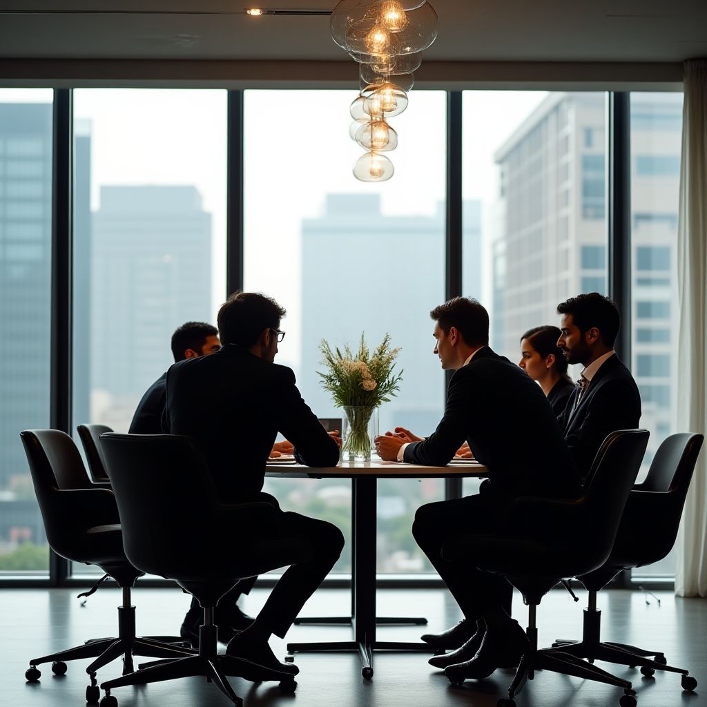 Oficina de ConsultaFinanciera con equipo reunido
